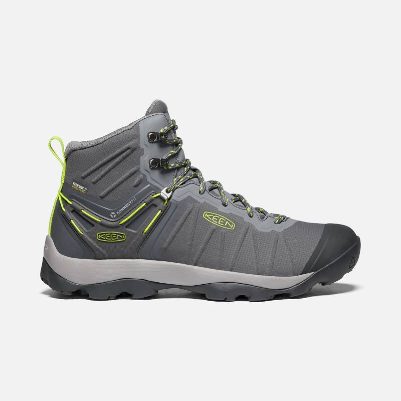 Keen Venture Mid Waterproof Wanderstiefel Herren DE-91248 Magnet/Chartreuse - Keen Herrenschuhe Grau